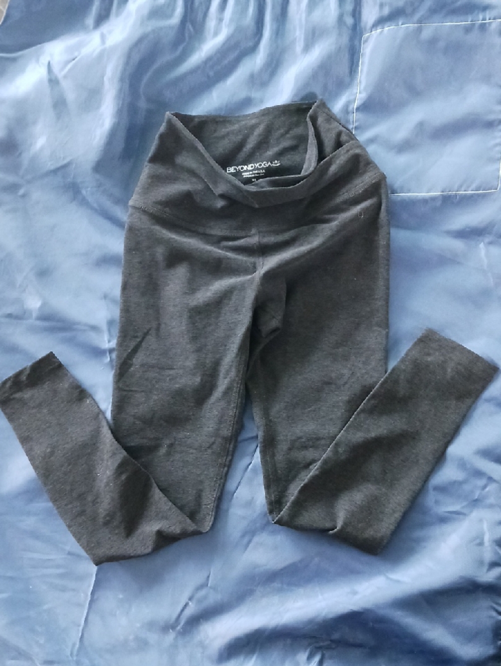 Beyond Yoga Charcoal Gray Fold-Over Waist Leggings